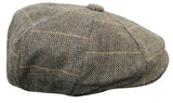 Mens Tweed Check Peaky Blinders Cap