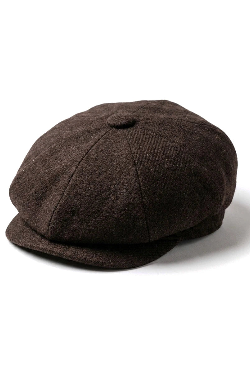 HT6363 – Męska czapka vintage tweedowa Peaky Blinders Newsboy – brązowo-wino
