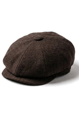 HT6363 – Męska czapka vintage tweedowa Peaky Blinders Newsboy – brązowo-wino