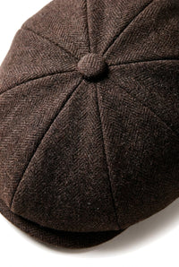 HT6363 – Męska czapka vintage tweedowa Peaky Blinders Newsboy – brązowo-wino