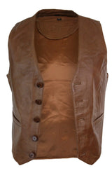 Infinity 153 Napa - Mens Real Leather Gilet Waistcoat Classic Vintage Retro Camel