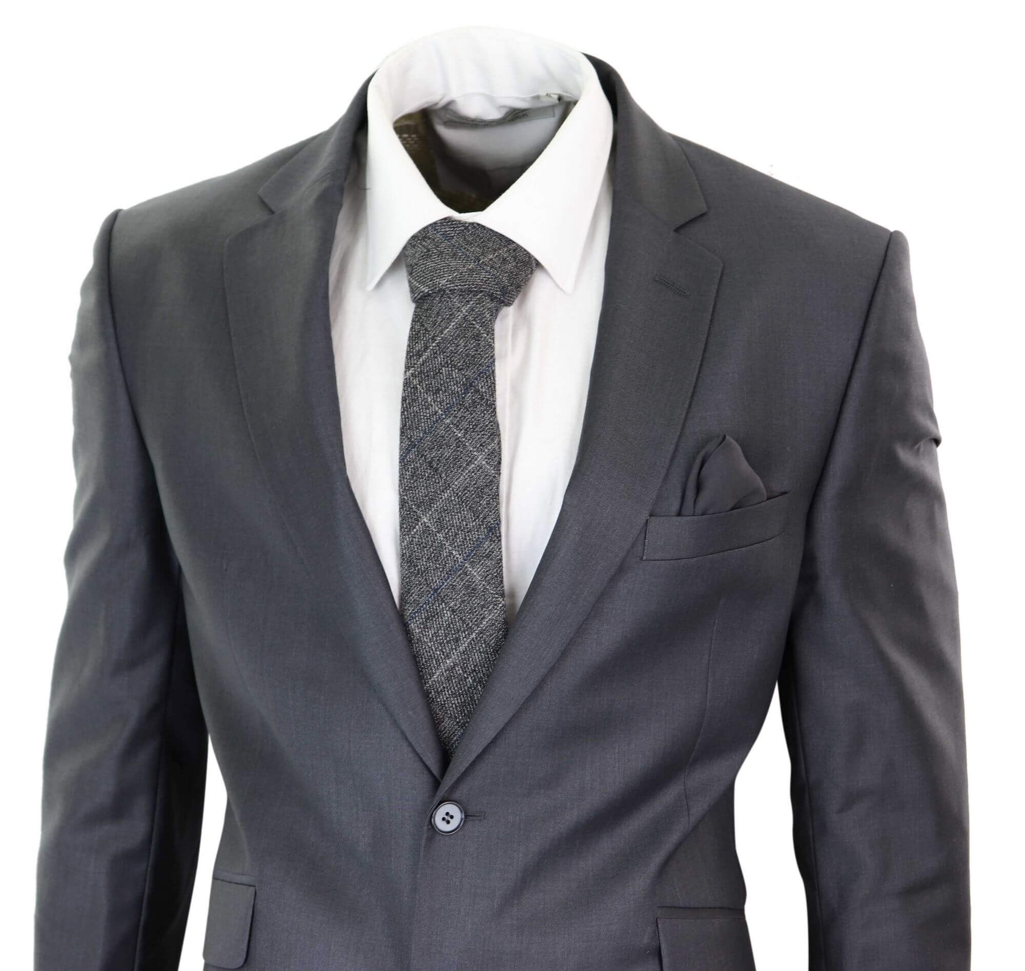 Mens Grey Wool Formal Suit