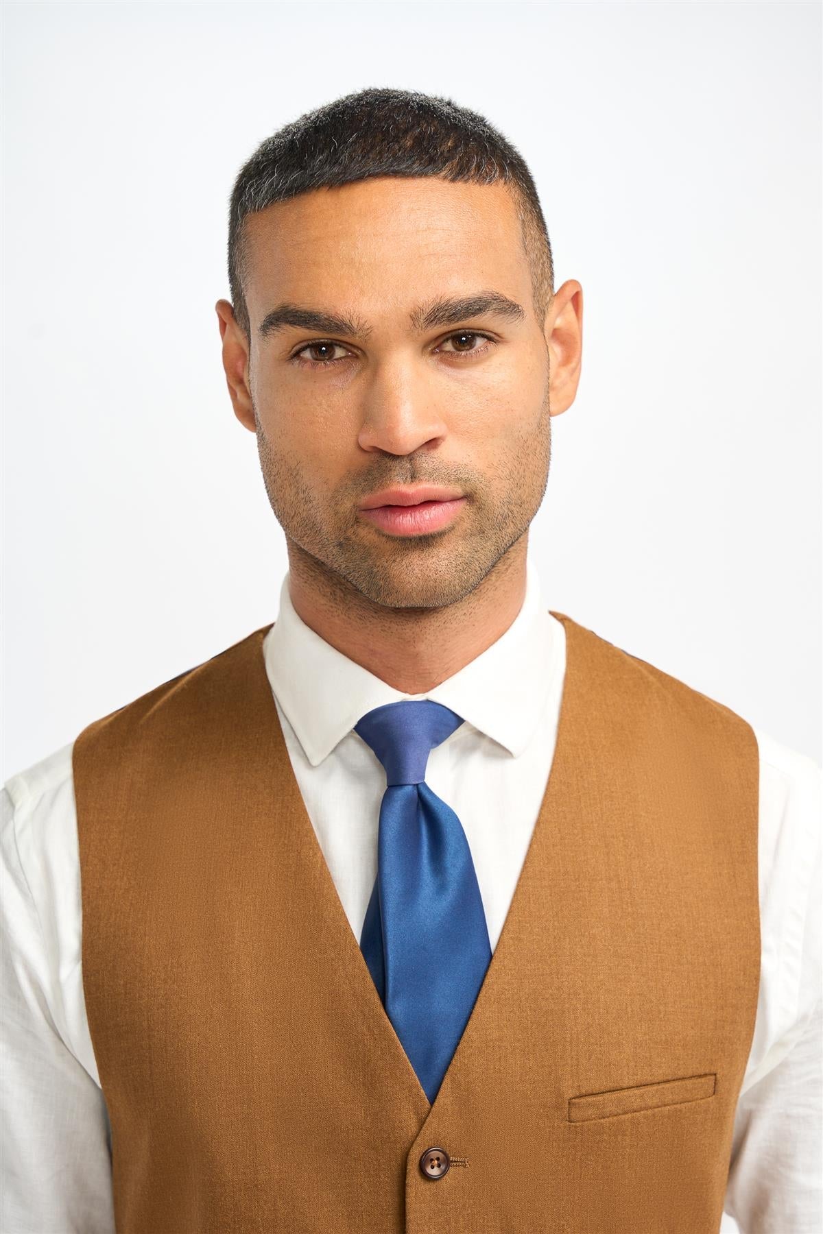 James - Męska wełniana kamizelka w kolorze camelowym i brązowym