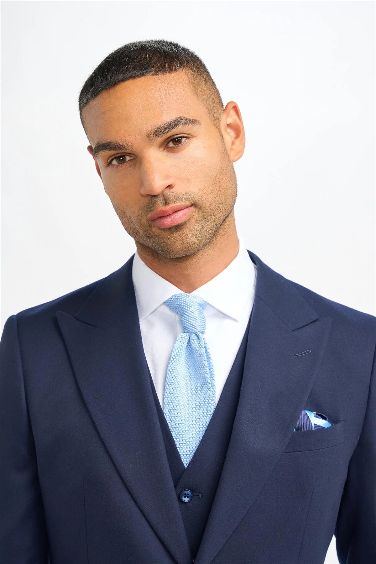 James - Męska granatowa wełniana marynarka o dopasowanym kroju