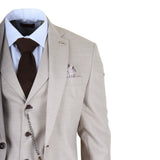 James - Męski garnitur 3-częściowy w kolorze kremowym, dopasowany do sylwetki