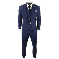James Men's 3-Piece Navy Blue Tailored Fit Suit