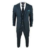Jasper Men's Olive Green 3-Piece Suit with Prince of Wales Black Check