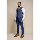 Kaiser - Men's Men's Tweed Check Blue Waistcoat
