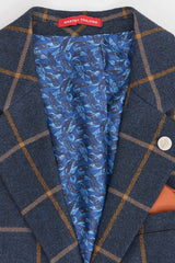 Męski garnitur wełniany w jodełkę, tweed w kratkę, 3-częściowy, Peaky Blinders – granatowy