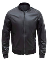 Lamb Real Leather Black Bomber Jacket for Men Regular Fit - B203
