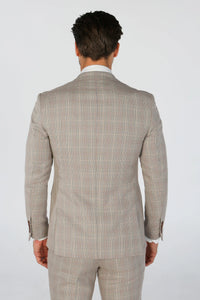 Leo - Men's Beige Checked Tailored Fit Blazer