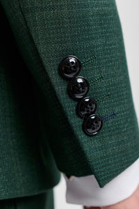 Leo - Zielony męski garnitur w kratkę, 3-częściowy, dopasowany