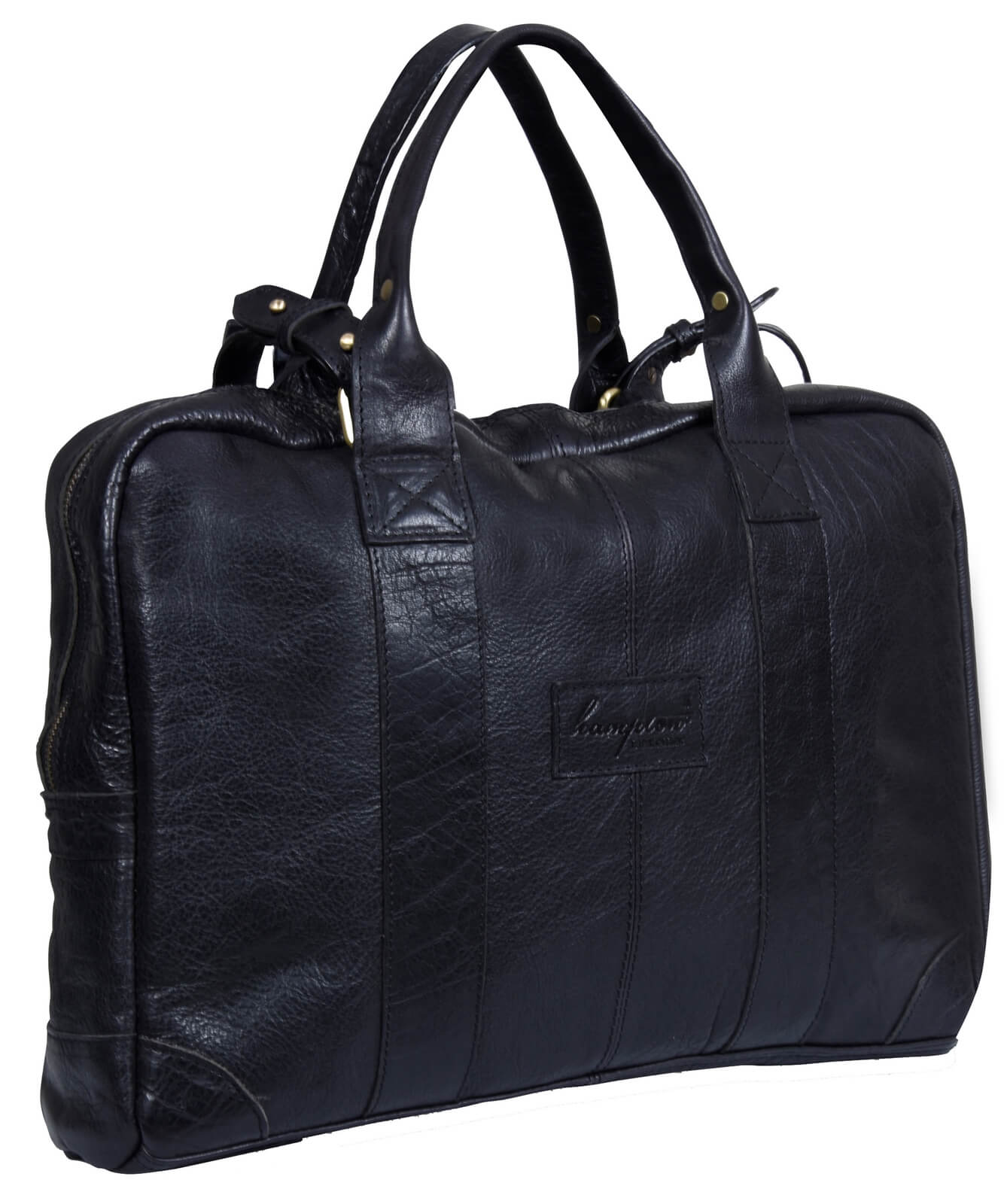 Real Leather Carry On Overnight Bag - Black