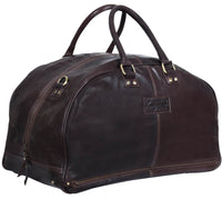 Mens Hand Made Real Leather Travel Bag - Brown