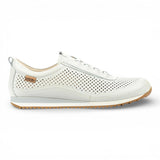 Liverpool - Męskie białe skórzane, elastyczne trampki wsuwane