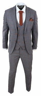 Grey 3 Piece Suit with Double Breasted Waistcoat