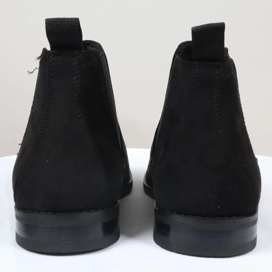 Men's Slip On Black Suede Leather Lined Chelsea Boots