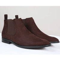 Men's Slip On Brown Suede Leather Lined Chelsea Boots