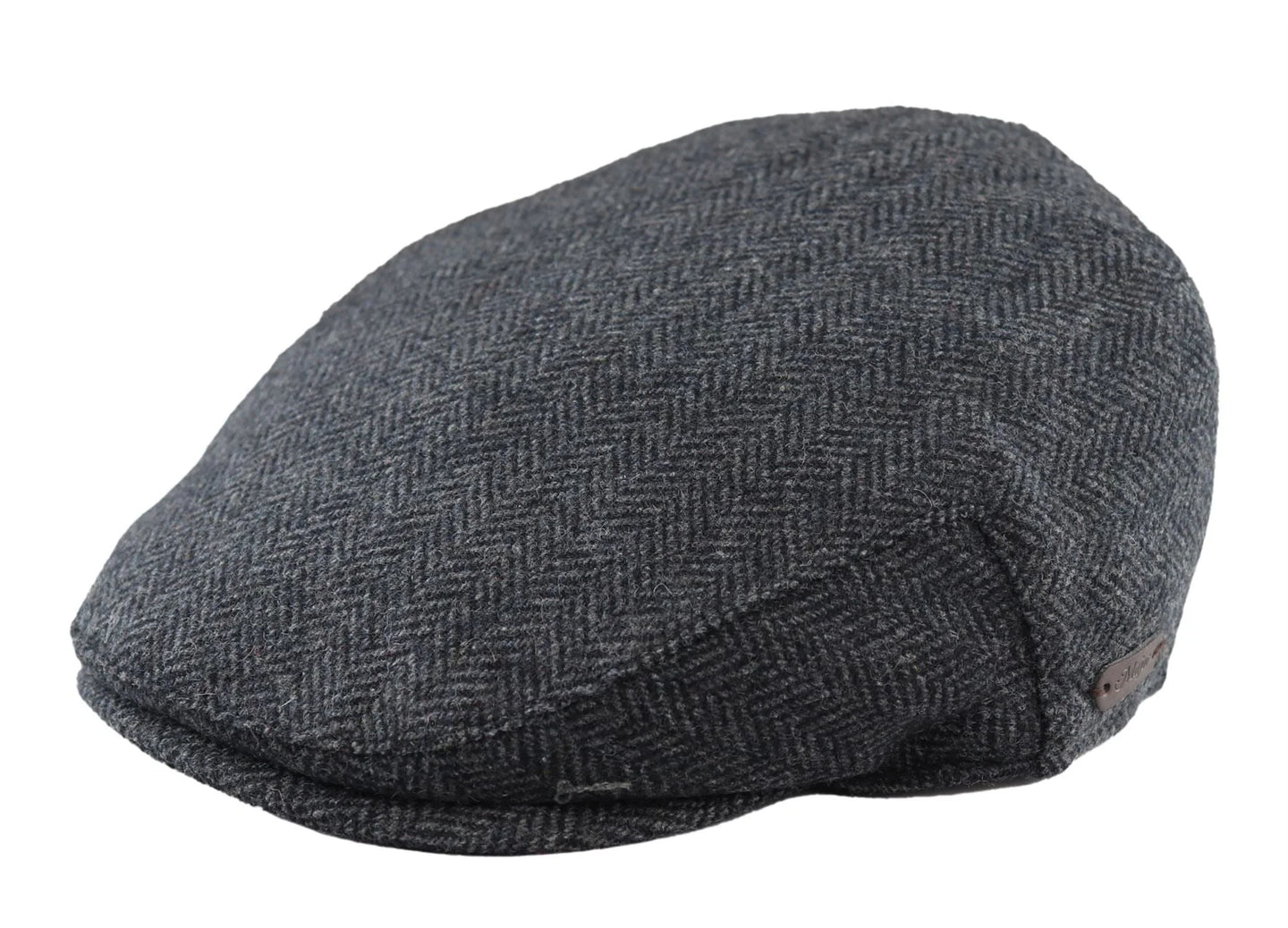 Men's Flat Cap Wool Herringbone Charcoal Tweed Classic 1920s Unisex Del Boy