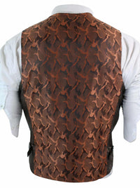 Mens Double Breasted Felt Tweed Vintage Retro Classic Waistcoat Slim Fit Herringbone-Melton DBC Tan