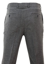 Mens Dark Grey Herringbone Tweed Trousers