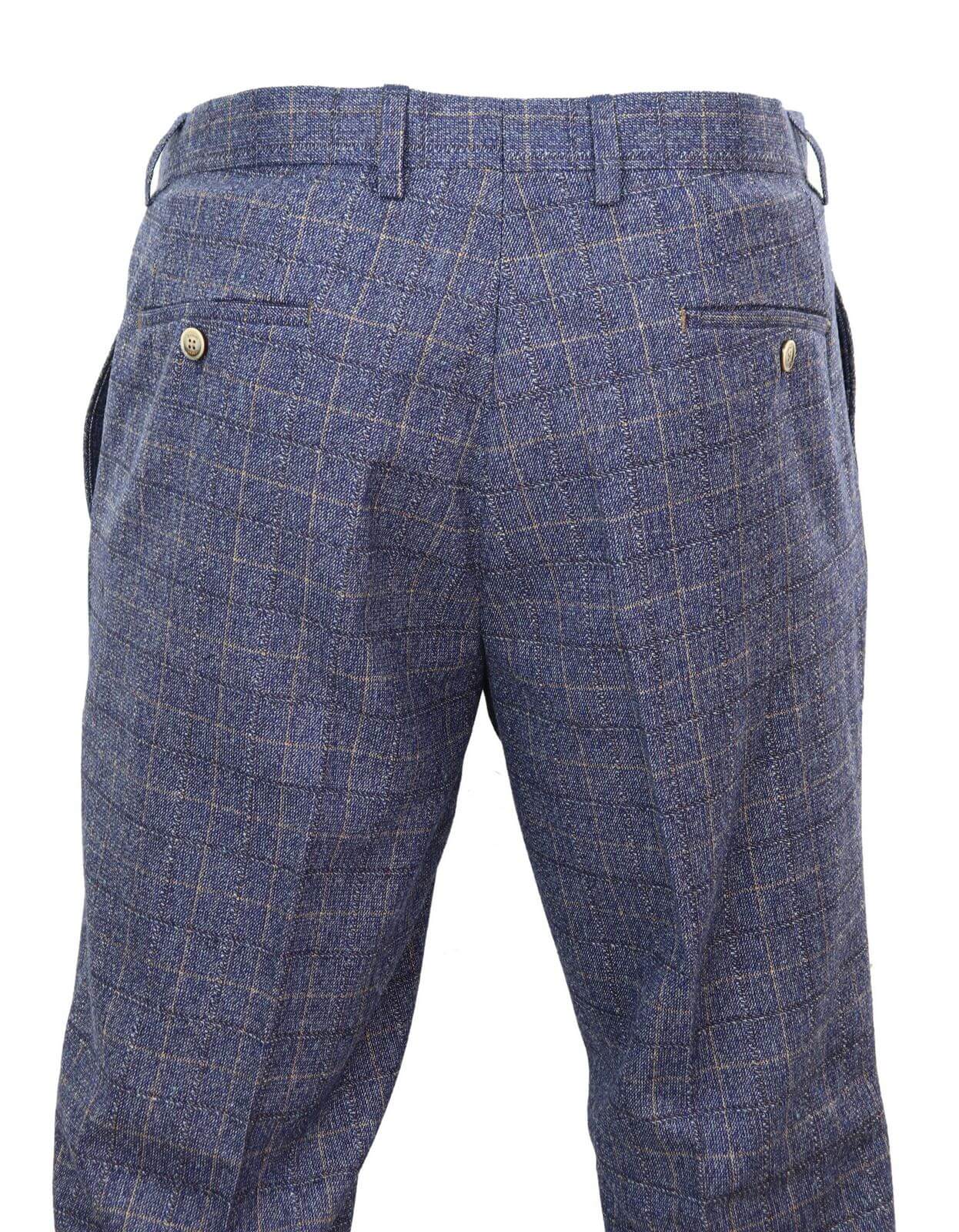 Matteo - Men's Blue Check Trousers