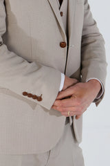 Mayfair - Men's Beige Birdseye Tailored Fit Blazer