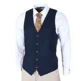 Mayfair - Men's 3 Piece Cream Suit With Navy Waistcoat