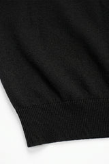 Męska czarna dzianinowa koszulka T-shirt o regularnym kroju z okrągłym dekoltem i krótkim rękawem