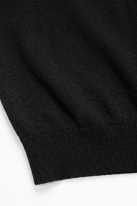Męska czarna dzianinowa koszulka T-shirt o regularnym kroju z okrągłym dekoltem i krótkim rękawem