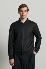 Męska czarna minimalistyczna elegancka kurtka typu bomber