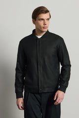 Męska czarna minimalistyczna elegancka kurtka typu bomber
