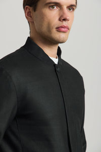 Męska czarna minimalistyczna elegancka kurtka typu bomber