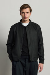 Męska czarna minimalistyczna elegancka kurtka typu bomber