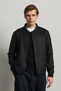 Męska czarna minimalistyczna elegancka kurtka typu bomber
