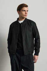 Męska czarna minimalistyczna elegancka kurtka typu bomber