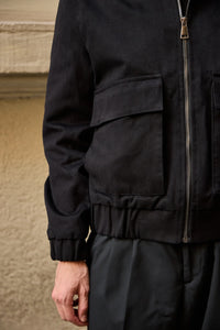 Męska czarna kurtka typu bomber Utility, lekka, pikowana, zapinana na zamek