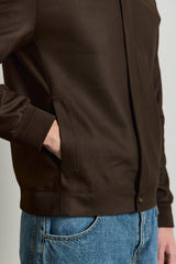Męska brązowa minimalistyczna elegancka kurtka typu bomber