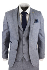 Men's Light Blue Vintage Tweed 3 Piece Suit - STZ13