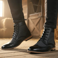 Męskie botki typu brogsy z zapięciem na rzep