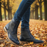 Męskie botki typu brogsy z zapięciem na rzep