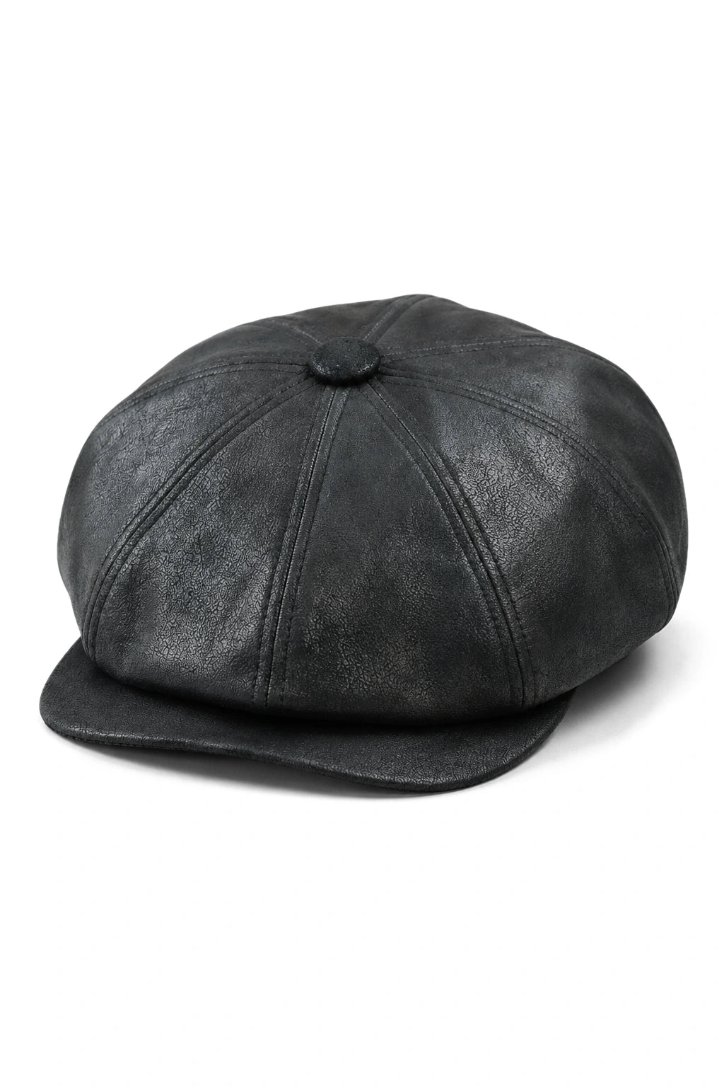 Męska czapka Razor Baker Boy z 8 panelami, skórzana, z płaską czapką Blinders Newsboy, w kolorze czarnym