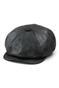 Męska czapka Razor Baker Boy z 8 panelami, skórzana, z płaską czapką Blinders Newsboy, w kolorze czarnym
