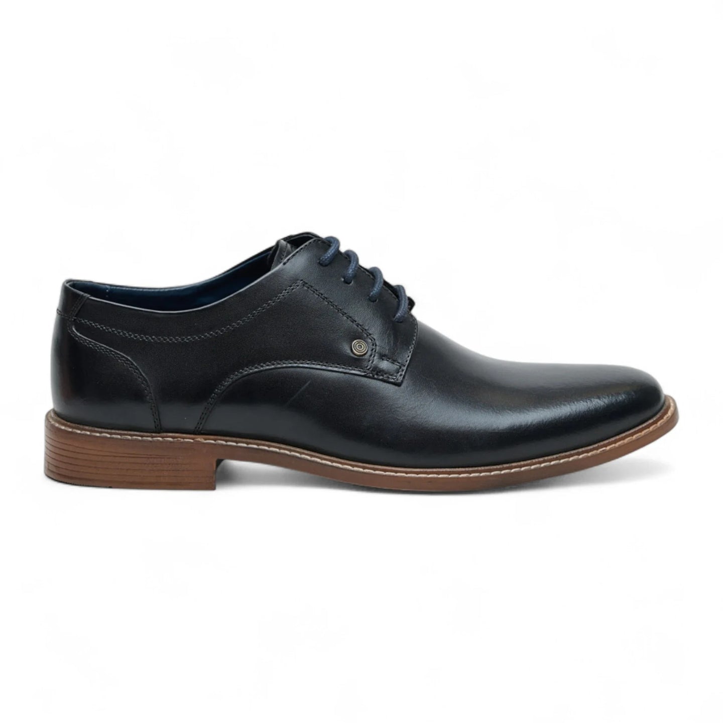 Męskie czarne skórzane, polerowane, proste, formalne buty typu derby