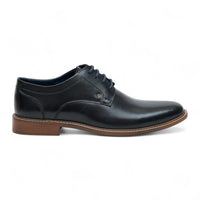 Męskie czarne skórzane, polerowane, proste, formalne buty typu derby