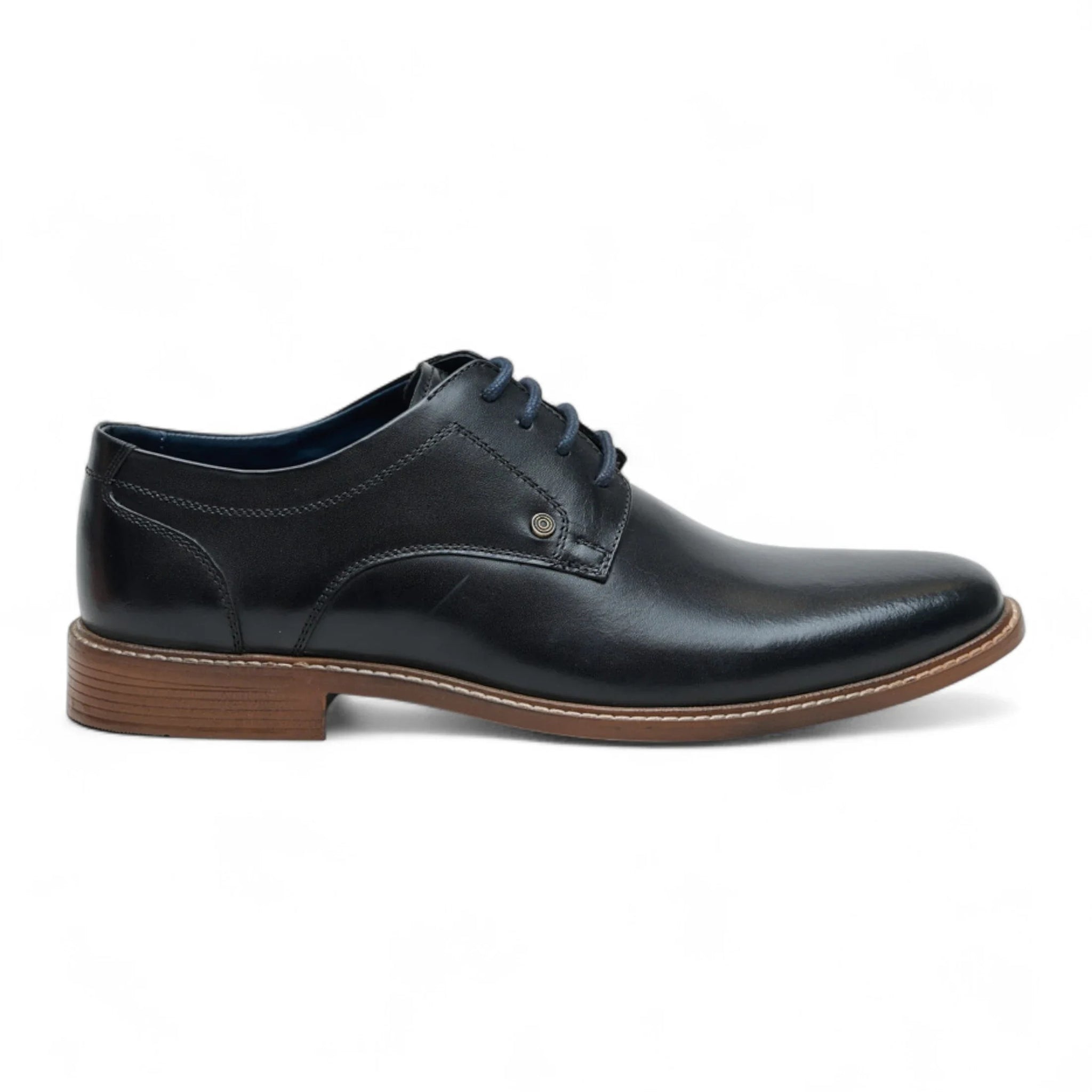 Męskie czarne skórzane, polerowane, proste, formalne buty typu derby