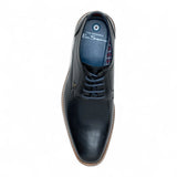 Męskie czarne skórzane, polerowane, proste, formalne buty typu derby