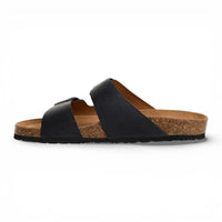 Męskie czarne skórzane sandały wsuwane z wkładką