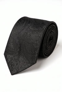 Zestaw prezentowy z czarnym krawatem Paisley dla mężczyzn