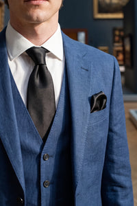 Męski zestaw black tie z poszetką i spinkami do mankietów